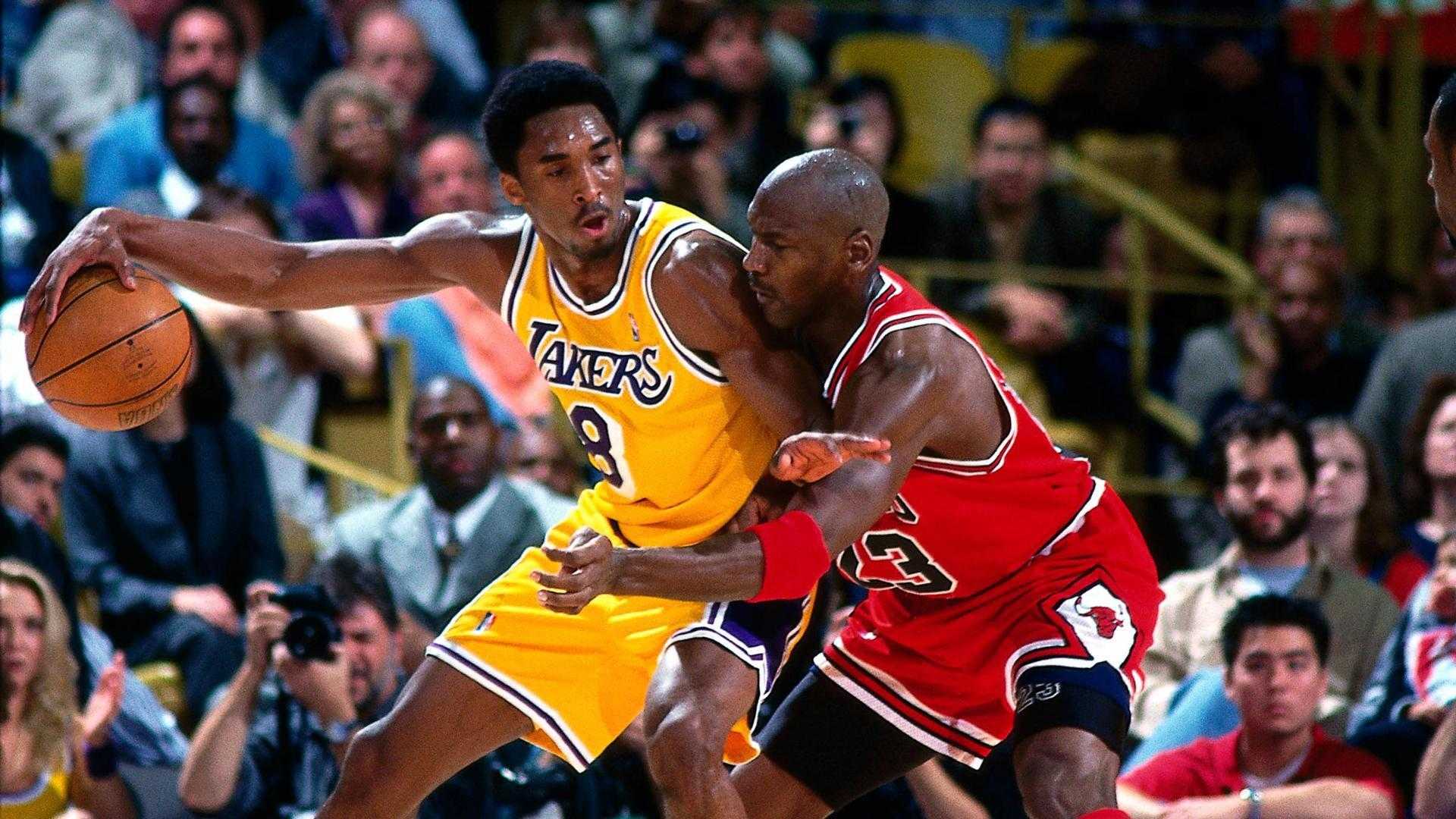 Michael Jordan guarding Kobe Bryant